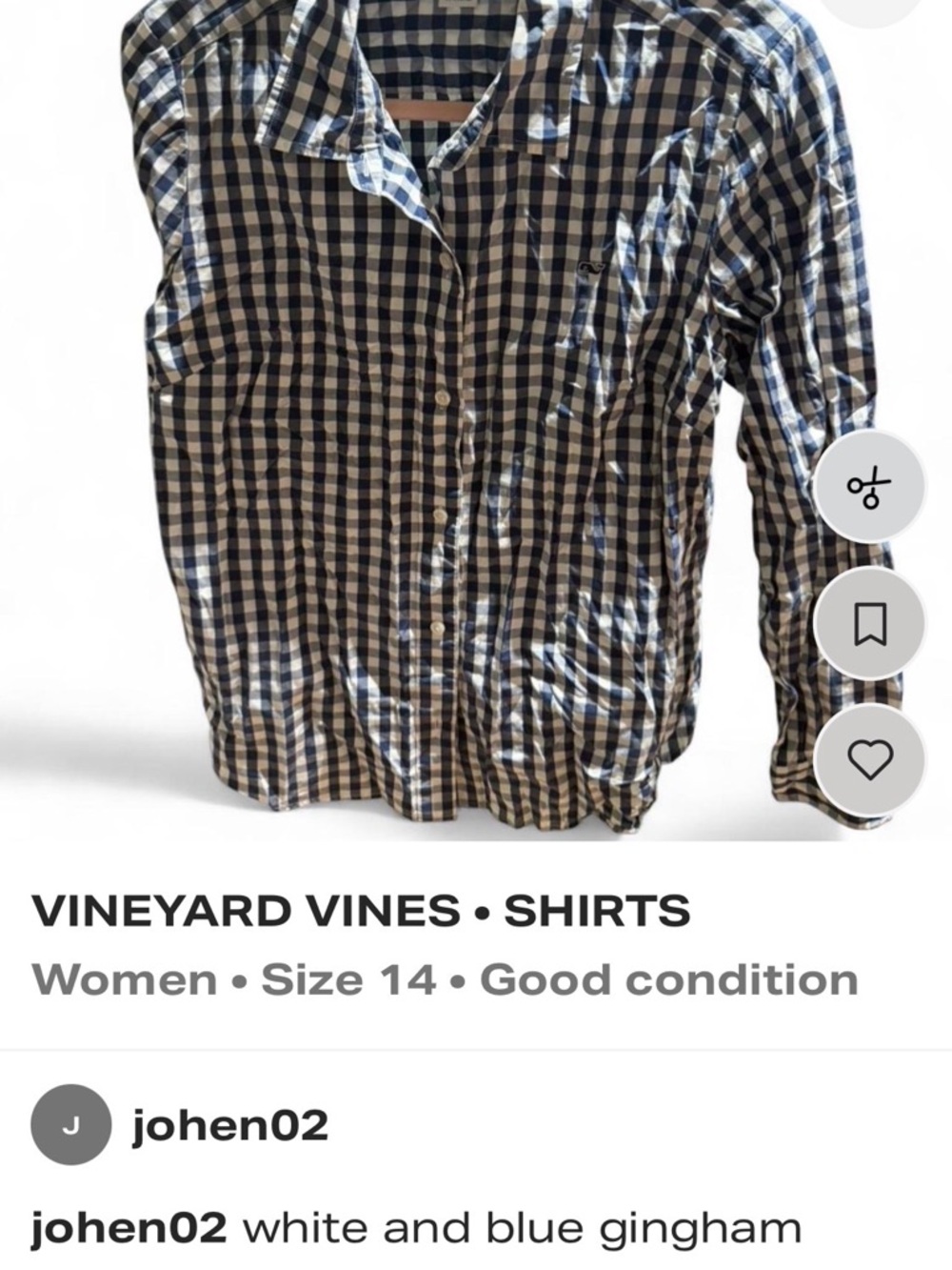 Vineyard Vines Navy and White Gingham Button-Down Shirt
